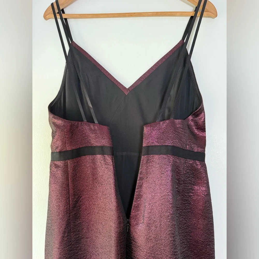 New! CINQ à SEPT 5 à 7 Soleil Metallic Dress in Cherry Spaghetti Straps Size 4 - Picture 9 of 14
